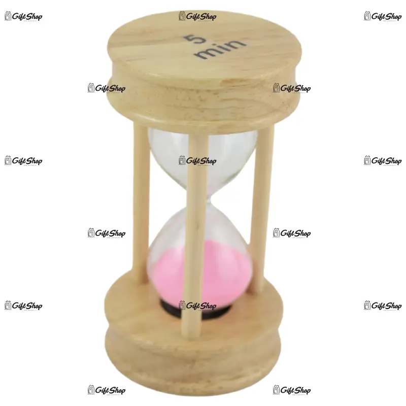 Clepsidra din lemn cu nisip colorat, 5 minute -